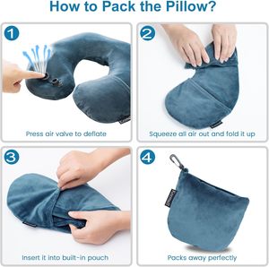 Oreiller de voyage gonflable Keemall pour <span class=keywords><strong>avion</strong></span>, train, voiture, avec housse lavable, en forme de U, pour la sieste au bureau - Product Image 2