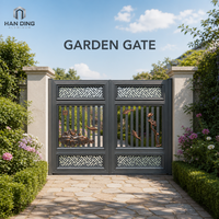 Portail de jardin en aluminium de sécurité anti-escalade avec pointe en forme de lance, revêtement poudré noir, durable, résistant aux UV, écologique, personnalisable, pour villa