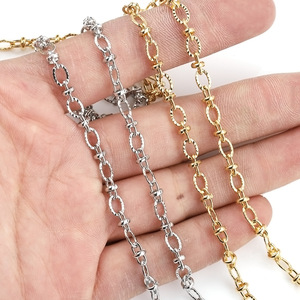 Cadena de acero inoxidable ovalada con clip en relieve, chapada en oro de 18k, para la fabricación de pulseras, accesorios de joyería H1379 - Product Image 3