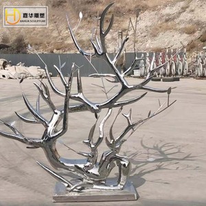 Jiahua Stainless Steel Mirror <b>Tree</b> Branch <b>Outdoor</b> Abstract Sculpture Floor Mount Garden Decoration - Product Image 1