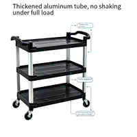 Chariot de rangement mobile à trois niveaux pour bureau, garage, outils, et chariot de collecte de vaisselle pour restaurants commerciaux
