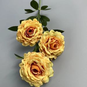 Style européen unique branche romaine <span class=keywords><strong>Rose</strong></span> salle de mariage à trois têtes parfumé neige tissu fleur en gros plantes décoratives - Product Image 4