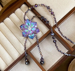 Collier chaîne élégant unisexe PFT Rich Prosperous Purple Aura Flowing Eastward Long-Style en forme de fleur, mignon, provenant du Henan - Product Image 4