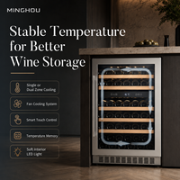 Armoire à vin de luxe OEM, réfrigérateur à vin encastrable avec porte vitrée