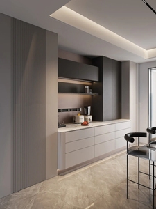 Armoire de <span class=keywords><strong>buffet</strong></span> sans poignée anti-traces de doigts avec prise électrique dissimulée pour cuisine d'appartement compact ou coin repas - Product Image 3