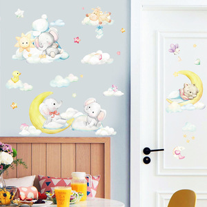 Adesivi <span class=keywords><strong>Murali</strong></span> Rimovibili in PVC con Elefantino e Luna, Resistenti ai Raggi UV e Impermeabili, Motivo <span class=keywords><strong>Foresta</strong></span> per Cameretta Bambini - Product Image 6
