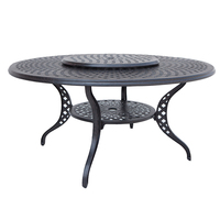 Ensemble de salle à manger de jardin moderne en aluminium moulé Joye Leisure avec table et chaises d'extérieur, trou pour parasol et plateau tournant
