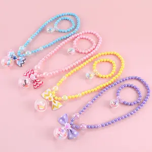 Perline acriliche rosa perline <span class=keywords><strong>bambina</strong></span> <span class=keywords><strong>bambina</strong></span> bambini farfalla bowknot terra palla pendente collana e <span class=keywords><strong>set</strong></span> di <span class=keywords><strong>braccialetti</strong></span> - Product Image 1