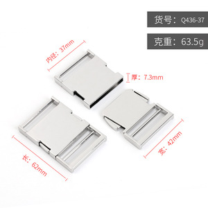 Hebilla de caja de 37 mm de aleación de zinc plateada ajustable para cinturón, accesorio de ropa y bolsos - Product Image 4