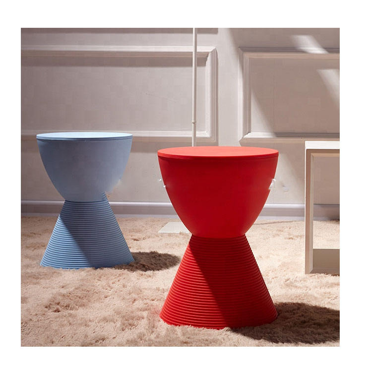 Modern Plastic Colorful Small Round Storage Hourglass Stool