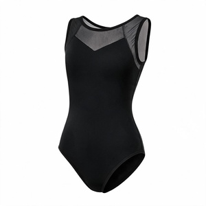 Justaucorps de ballet sans manches pour femme, avec empiècements en maille, taille élastique en spandex, extensible, pour entraînement, gymnastique et spectacle - Product Image 6