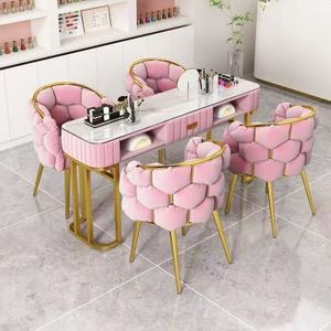 Mesa de Manicura Popular Individual/Doble Syf S, Mesa de Manicura Rectangular de Doble Capa Minimalista y Juego de Sillas - Product Image 6