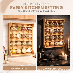 Wooden <b>Wall</b> <b>Mount</b> Spice Rack 4 Layers Natural Wood Color Durable Kitchen Storage <b>Shelf</b> - Product Image 4