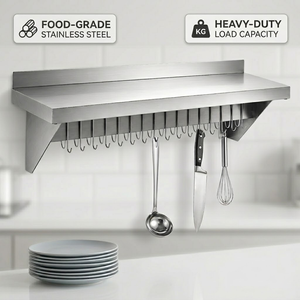 Wall Mount Rack With Hooks, Stainless Steel Restaurant Kitchen Equipment Storage Hanger for Hotel Use - Product Image 4