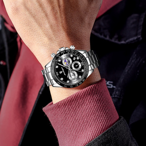 Relojes de Pulsera de Cuarzo Poedagar para Hombre, Nuevos, de Moda, Ultrafinos, con Cronógrafo, Calendario, Resistentes al Agua, con Correa de Acero Inoxidable - Product Image 6