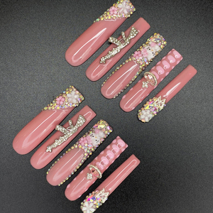 Venta al por mayor bailarina Y2K largo cuadrado ataúd uñas artes 100% hecho a mano grueso duradero acrílico decorado 10 Uds uñas Prensa en - Product Image 5