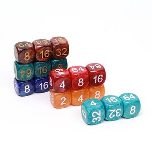 פנינת 22 מ "מ פנינת צבע קוביות אקריליות בצבע כחול כהה מספרים חרוט בצבע כתום כחול. - Product Image 4