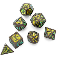 Jeu de dés en métal à motif Dragon D & D, 7 pièces