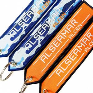 Promotional Wholesale <b>Custom</b> Brand Name Travel Souvenir Woven Embroidery Logo Fabric Keychains Keychain <b>Key</b> Tag - Product Image 1