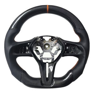 Volant de direction en cuir lisse en fibre de carbone le plus populaire avec surpiqûres orange pour Infiniti Q50 - Product Image 1