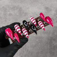 Ongles Ombrés Gothiques Rouge et Noir au Design Exclusif, Faux Ongles Stiletto Aiguisés Effet Griffe de Dragon, Faits Main et Réutilisables