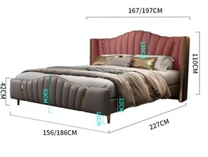 Gran oferta, conjunto de muebles de dormitorio de lujo moderno y Popular, cajones de almacenamiento de diseño de Hotel tamaño King, cama de cuero tamaño <span class=keywords><strong>Queen</strong></span> con almacenamiento - Product Image 5
