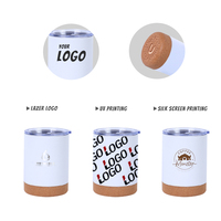 Base en liège blanc de qualité supérieure Double paroi en acier inoxydable gobelet de voyage écologique tasse isolée sous vide avec cuillère tasses à café