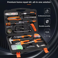 Juego de Herramientas FixCraft para el Hogar, Caja de Herramientas Resistente, Taladro Inalámbrico de 21V, Pistola de Pegamento Caliente de 60W, Herramienta de Reparación Multiusos de Acero con Alto Contenido de Carbono