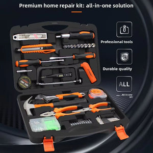 FixCraft Ev Gereçleri Alet Kutusu Seti Sert Kılıflı Akülü 21V Matkap 60W Sıcak Tutkal Tabancası Yüksek Karbonlu Çelik Çok Amaçlı Tamir Aleti - Product Image 1