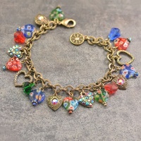Vente chaude Personnalisé Arc-En-Coeur Charme Bracelet Millefiori Bijoux Amour Coeur Bracelet Bijoux En Verre De Murano Bracelet Pendentif En Verre