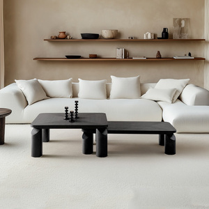 Hiện Đại Tối Giản Hình Chữ Nhật Màu Đen Gỗ Sồi Làm Tổ Bàn Cà Phê Cho Phòng Khách Trung Tâm Sử Dụng - Product Image 1