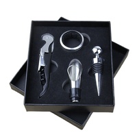 Vente chaude vin rouge tire-bouchon ensemble hippocampe couteau tire-bouchon verseur de vin en acier inoxydable 4 pièces ensemble avec boîte-cadeau à la main