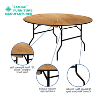 Table pliante de banquet ronde de luxe SK-ZDZ-F002 de 48 pouces avec finition en bois massif pour mariages et événements