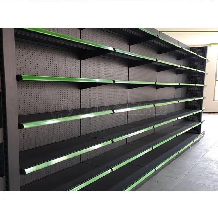 2020 di Vendita caldo di Disegno Supermercato Gondola Metallo Display Rack Scaffale del Supermercato Attrezzature con Negozio di Design