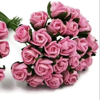 Mini roses artificielles rose vif en papier de mûrier pour scrapbooking, mariage, artisanat et décoration de cartes