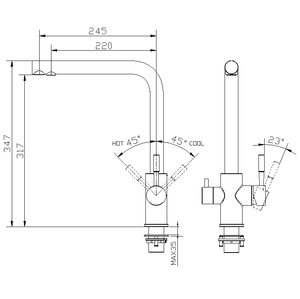 Vòi 3 Chiều Hiện Đại Vòi Lọc Nước Gắn Trên Sàn 304 Vòi Nhà Bếp Vòi Nóng Lạnh Vòi Trộn Nhà Bếp Nước Tinh Khiết - Product Image 6