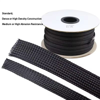 Funda Trenzada de Protección para Cables de PET/NYLON Plana Expandible, Resistente a los Rayos UV y Retardante de Llama (VW-1), de 3-76 mm, para Temperaturas de -50°C a 150°C