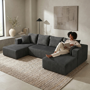 Envío Gratis: Sofá Seccional Modular en Forma de U de 132 Pulgadas sin Estructura, con Doble Chaise Longue, para Sala de Estar de Apartamento, Muebles Modernos - Product Image 4