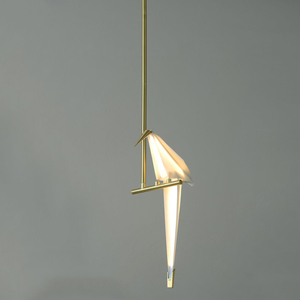Suspension Contemporaine 12 Pigeons/Colombes Oiseaux Suspension avec Lumières Led & Lustre en Laiton et Acrylique Blanc et Doré - Product Image 4