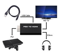 1080P Plug-and-Play PS2 zu HDMI Adapter für HDTV-Monitor mit 3,5mm Audioausgang, PS2 zu HDMI Konverter