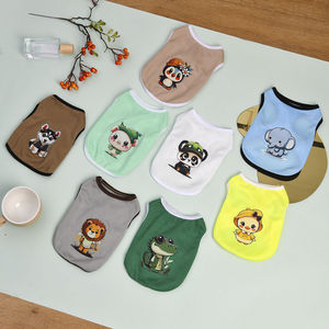 Gilet pour animaux de compagnie à imprimé animal mignon, vêtements d'été respirants pour chats et chiens, options multicolores unisexes - Product Image 2