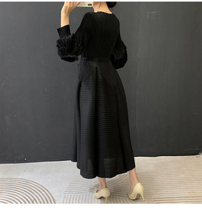 Nuovo Abito <span class=keywords><strong>Lungo</strong></span> Primaverile da Donna <span class=keywords><strong>Casual</strong></span> con <span class=keywords><strong>Maniche</strong></span> a Petalo, Gonna a Strati e <span class=keywords><strong>Maniche</strong></span> a Lanterna, Taglie Forti, Plissettato - Product Image 5