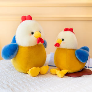 Peluche de Pollo Realista de Pelo Largo con Plumas Coloridas y Peineta Roja para Decoración del Hogar con Temática de Granja - Product Image 4
