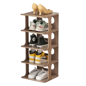 Free Standing 4 Layer Save Space For Home Use Plastic Vertical Narrow Shoes Organizers Storage Display Rack