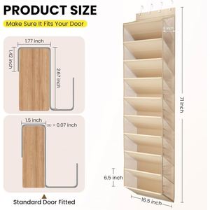 Large Hanging <b>Shoe</b> Organizer, Non-woven & Transparent PVC Pockets with Metal <b>Hooks</b>, Ideal for Closet Bedroom Dorm & Door Storage - Product Image 5