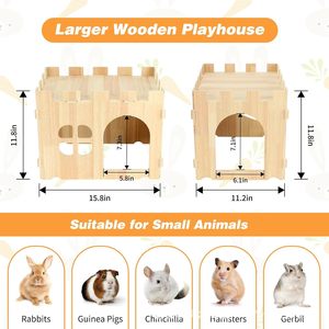 Casa Modular de Madera para Conejos, Desmontable, Refugio Interior para Mascotas, Tamaño Pequeño, Multifuncional, Caseta para Hámster - Product Image 3