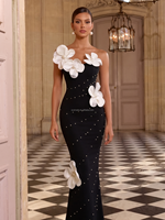 Robe de soirée élégante Ocstrade en gros, personnalisée, asymétrique, à bandage, sans bretelles, avec fleurs 3D et perles, dos ouvert, pour femme