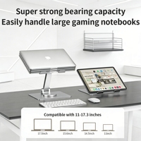 Support portable pour ordinateur portable en aluminium pliable et réglable, support ergonomique pour ordinateur portable avec dissipation de chaleur pour MacBook 10-17