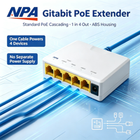 Répéteur/Extenseur PoE Gigabit ANPA AP-104GS 5 Ports 10/100/1000Mbps Plug & Play Empilable IEEE 802.3af/at RJ45 100m pour Caméra IP CCTV