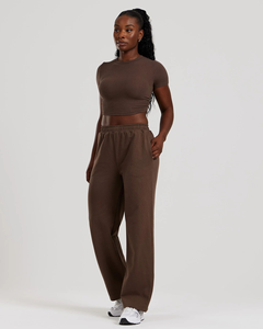 Pantalones Deportivos de Invierno para Mujer, Antiarrugas, de Pierna Ancha, 100% Algodón, Transpirables, con Logotipo Personalizado, Servicio OEM - Product Image 4